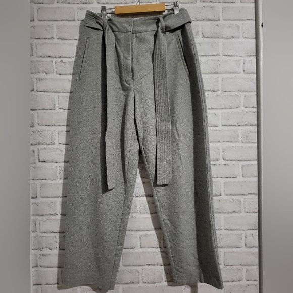Aritzia Wilfred Wool Cashmere Blend Belted Cropped Trousers size 8 - Picture 4 of 9